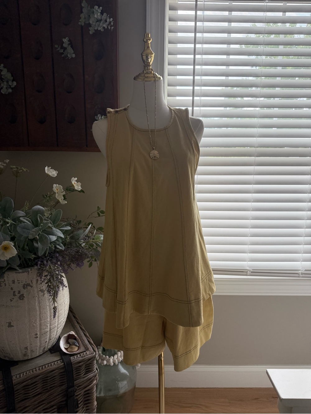 Free people NWT Sleeveless Layered Tunic Top in Mustard Yellow